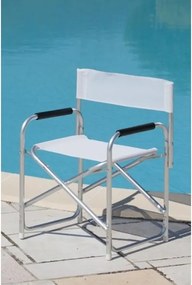 Poltrona Regista In Alluminio Da Esterno Tessuto Textilene Bianco Playa - Set 2 Pezzi