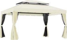Gazebo da Giardino 3x4 m con Zanzariere e Doppio Tetto Klaus Bianco Crema...