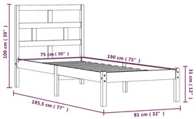 Giroletto 75x190 cm Small Single in Legno Massello