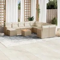 Set Divani da Giardino 12 pz con Cuscini Beige in Polyrattan 3258978