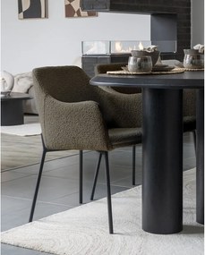 Sedia da pranzo marrone in imbottito con braccioli Melilla – House Nordic