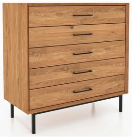 Cassettiera alta in legno di quercia in colore naturale 97x95 cm Abies - The Beds