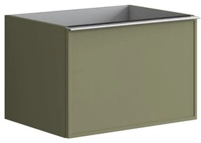 Mobile da bagno sotto lavabo Pixel frame verde salvia e maniglia alluminio brillante laccato opaco L 60 x H 40 x P 45.5 cm 2 cassetti, lavabo non incluso