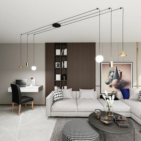Sospensione Moderna Decentrata Frigg 6 Luci Oro