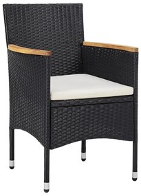 Set da Pranzo per Giardino 3 pz in Polyrattan Nero