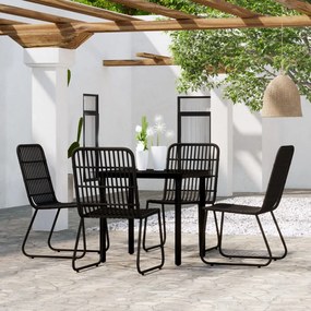 Set mobili da pranzo per giardino 5 pz nero