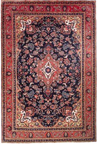 Hamedan Tappeto 220 x 330 Blu (Iran) Annodato A Mano