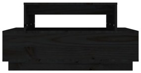 Tavolino da salotto nero 80x55x40,5 cm legno massello di pino