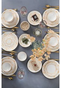 Servizio da tavola 24 pezzi, bianco/oro, in ceramica