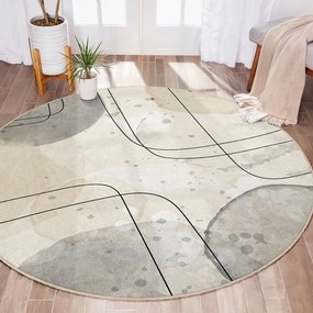 Tappeto rotondo beige lavabile ø 120 cm Simple Lines – Mila Home