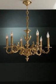 Lampadario 8 luci in fusione artistica di ottone - 12.901/8 - Gold Light and Crystal - Arredo Luce Argento anticato