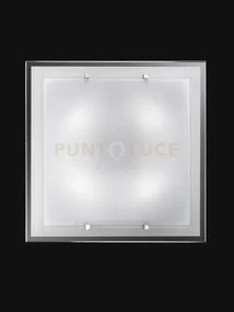 Frame plafoniera vetro bianco lucido 4 luci attacco e27 50cm