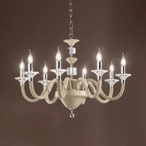 Lampada a sospensione GALA D82 cm in vetro lavorato a mano con dettagli in metallo 8 LUCI TORTORA