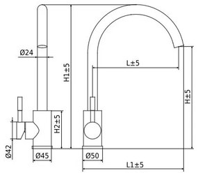 ALVEUS ES3508A - Rubinetto per lavello VIOLA 36,7 cm pettinato acciaio