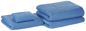 Set di 4 asciugamani in cotone blu AREORA Beliani