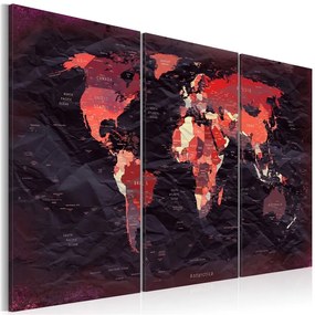 Quadro Plan of the World  Colore rosso bordeaux, Dimensioni e Misure 120x80