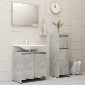 Set mobili da bagno 3 pz grigio cemento in truciolato