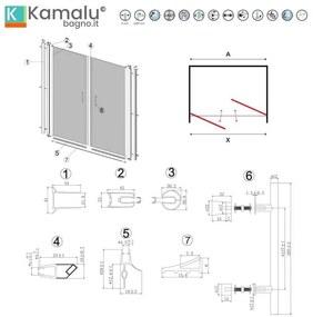 Kamalu - box doccia 70x100 cm apertura saloon ks2800-ssn