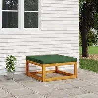 Poggiapiedi da Giardino con Cuscino Verde Legno Massello Acaciacod mxl 94675