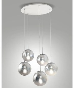 Lampadario Neoclassico ANJA cromo paralume cromo 5x E27 LA MIA LUCE