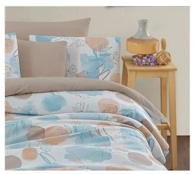 Biancheria da letto blu/marrone per letto matrimoniale/per letto prolungato con lenzuolo incluso/4 pz 200x220 cm Magnolia – Mila Home