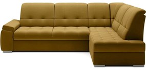 Divano angolare giallo allungabile/con contenitore (con penisola a destra/a L) e rivestimento in velluto Sado – ELTAP