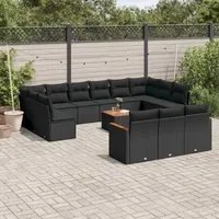 Set Divani da Giardino 14pz con Cuscini in Polyrattan Nero 3226461