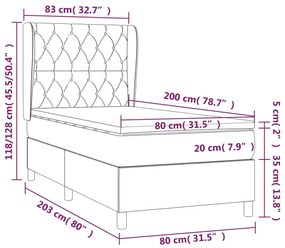 Giroletto a Molle con Materasso Crema 80x200 cm inTessuto