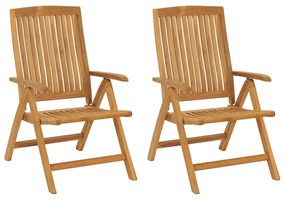 Sedie da giardino reclinabili con cuscini 2 pz in legno di teak