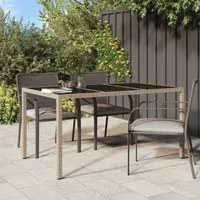 Tavolo Giardino 150x90x75cm Vetro Temperato Polyrattan Beige 316710