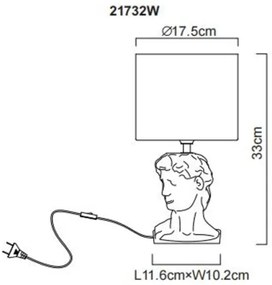 Globo 21732W - Lampada da tavolo HERMES 1xE14/40W/230V bianco