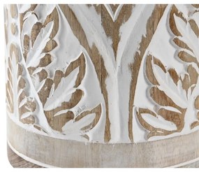 Lampada da tavolo DKD Home Decor Naturale Beige Cotone Bianco Legno di mango 50 W (18 x 18 x 30 cm)