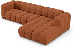 Divano angolare color mattone (con penisola a destra/con chaise lounge) con rivestimento in ciniglia Lupine – Micadoni