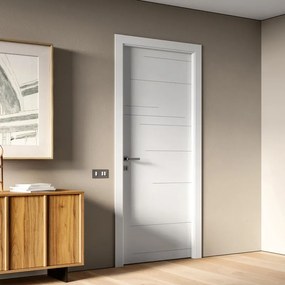 Porta interna a battente Vesta in MDF laccato colore bianco, L 80 x H 210 cm, apertura reversibile