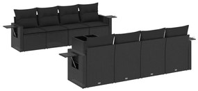 Set Divani da Giardino 9 pz con Cuscini Nero in Polyrattan