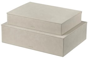Scatole in set con coperchio/decorative beige in finta pelle 2 pz 40x30x11 cm Sahla – Blomus