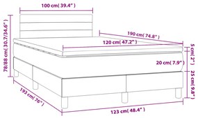 Letto a Molle con Materasso e LED Tortora 120x190 cm in Tessuto