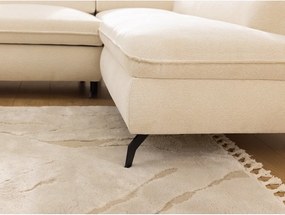 Divano angolare color crema (con penisola a destra/a L) con rivestimento in ciniglia Marbeya – Ropez