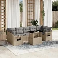 Set Divano da Giardino 8 pz con Cuscini Beige in Polyrattan 3267779