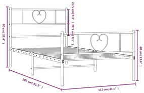 Giroletto con Testiera e Pediera Metallo Bianco 107x203 cm