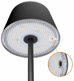 Lampada da Tavolo Ricaricabile 2.2W IP54 CCT Dimmerabile - Nera