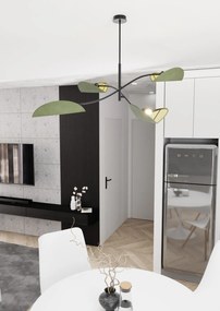 Plafoniera Moderna Ares Acciaio Nero Verde 4 Luci E14 Ip20