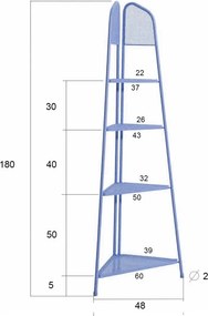 Mensola angolare in metallo blu per balcone, altezza 180 cm MWH - Garden Pleasure