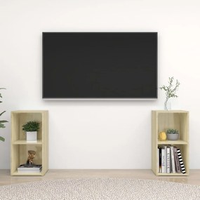 Mobili tv 2 pz rovere sonoma 72x35x36,5 cm in legno multistrato