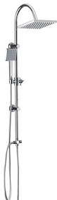 Colonna doccia in acciaio regolabile con deviatore doccetta e soffione quadrato 20X20 cm