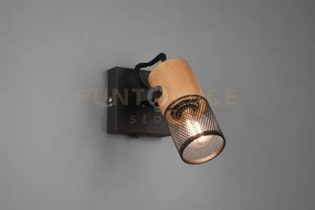 Tosh spot cilindro gabbia metallo nero opaco e legno l. 13,7cm 1 lu...