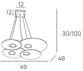 Sospensione Moderna Cloud Metallo Grigio 4 Luci Gx53