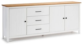 Cassettiera bassa bianca in legno di pino 190x80 cm Miranda - Marckeric