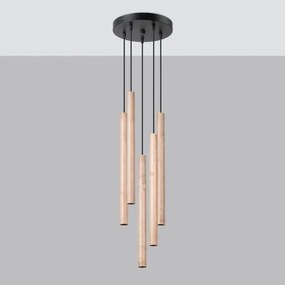 Sollux SL.1270 - Lampadario a sospensione con filo PASTELO 5xG9/8W/230V legno