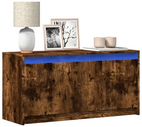 Mobile Porta Tv Con Led Rovere Fumo 100x34x50 Cm İn Truciolato /
